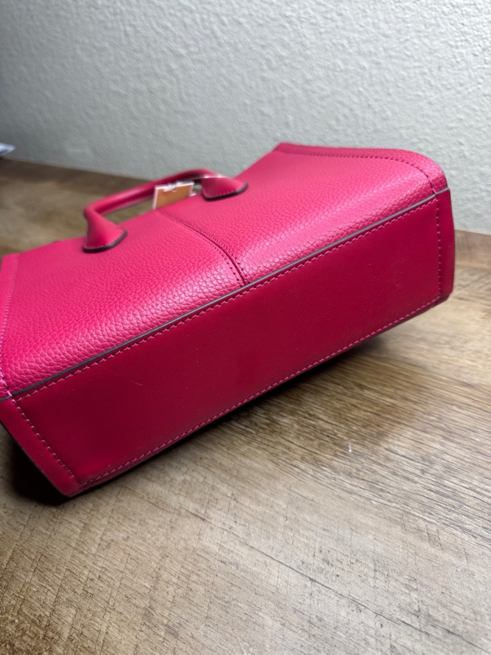 Michael Kors Hot Pink Pebbled Leather Satchel with Detachable Strap - Picture 5 of 6